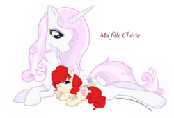 Size: 900x612 | Tagged: safe, artist:passionatestar, fleur-de-lis, twist, earth pony, pony, unicorn, g4, cute, duo, duo female, female, filly, foal, headcanon, horn, mare, simple background, transparent background, twistabetes, what a twist