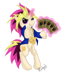 Size: 817x942 | Tagged: safe, artist:viperviolist, atem, millennium puzzle, ponified, yami yugi, yu-gi-oh!, yugi muto