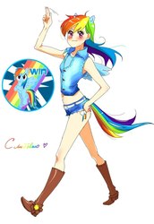 Size: 651x946 | Tagged: safe, artist:abysstea, rainbow dash, human, g4, humanized, tailed humanization, winged humanization