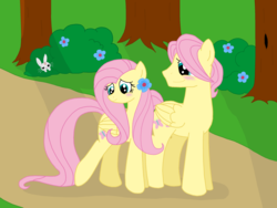 Size: 2856x2142 | Tagged: safe, artist:starry-bat1, angel bunny, fluttershy, g4, blushing, butterscotch, female, flower, high res, male, rule 63, self ponidox, selfcest, ship:flutterscotch, shipping, straight