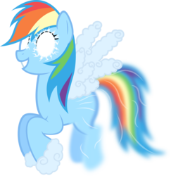 Size: 4850x5000 | Tagged: safe, artist:ambassad0r, part of a set, rainbow dash, air elemental, cloud pony, elemental, pegasus, pony, series:magic is powerful, g4, absurd resolution, cloud wings, female, flying, glowing eyes, mare, simple background, solo, transformed, transparent background, white eyes