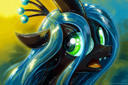 Size: 1200x800 | Tagged: safe, artist:kp-shadowsquirrel, queen chrysalis, changeling, changeling queen, g4, crown, female, jewelry, regalia, shiny, solo