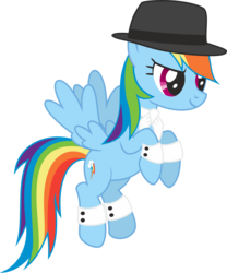 Size: 3010x3611 | Tagged: safe, artist:leopurofriki, rainbow dash, g4, clothes, hat, high res, simple background, transparent background, trilby, wrist cuffs