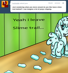 Size: 750x800 | Tagged: safe, artist:freefraq, oc, oc only, oc:shiny slime, goo pony, original species, ask, slime, tumblr