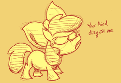 Size: 1236x845 | Tagged: safe, artist:capnpea, apple bloom, earth pony, pony, g4, female, filly, monochrome