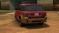 Size: 1280x720 | Tagged: safe, big macintosh, human, g4, american football, barely pony related, car, endzone, game screencap, land rover, land rover range rover sport, midnight club, midnight club: la, ponycar, scroll, stadium, suv, video game