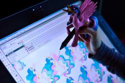 Size: 800x531 | Tagged: safe, princess celestia, human, g4, season 3, fim crew, hand, irl, photo, pinklestia, stephanie mahoney, toy