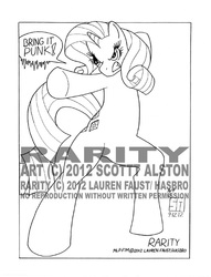 Size: 521x683 | Tagged: safe, artist:mistypine01, rarity, semi-anthro, g4, monochrome, sketch, solo