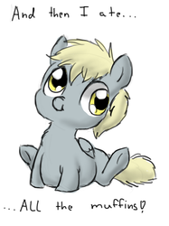 Size: 524x700 | Tagged: safe, artist:redintravenous, derpy hooves, pegasus, pony, g4, :t, aderpose, belly, chubby, cute, derp, derpabetes, fat, female, fluffy, mare, nose wrinkle, scrunchy face, sitting, smiling, solo, underhoof