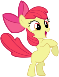 Size: 6000x7763 | Tagged: safe, artist:kingharald, apple bloom, earth pony, pony, g4, the cutie pox, absurd resolution, apple bloom's bow, bipedal, bow, female, hair bow, happy, open mouth, rearing, simple background, solo, transparent background, vector