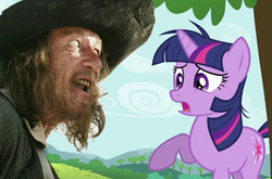 Size: 488x322 | Tagged: safe, twilight sparkle, g4, crossover, duo, fanfic, geoffrey rush, hector barbossa, pirates of the caribbean