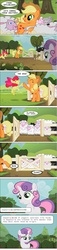 Size: 900x3981 | Tagged: safe, artist:stratusxh, apple bloom, applejack, sweetie belle, pony, robot, robot pony, sheep, unicorn, g4, apple tree, comic, cutie mark, female, filly, foal, hooves, horn, mare, solo, sweet apple acres, sweetie bot, teeth, tree