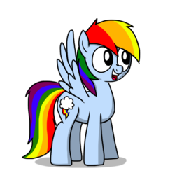 Size: 900x900 | Tagged: safe, artist:fimflamfilosophy, rainbow dash, mentally advanced series, g4, :d, full body, happy, looking right, looking up, no iris, open mouth, open smile, side view, simple background, smiling, solo, transparent background