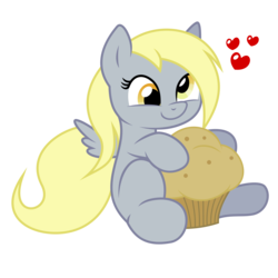 Size: 7500x7500 | Tagged: safe, artist:joey darkmeat, artist:mamandil, derpy hooves, pegasus, pony, g4, absurd resolution, cute, derpabetes, female, filly, filly derpy, filly derpy hooves, heart, muffin, simple background, solo, that pony sure does love muffins, transparent background, young, younger