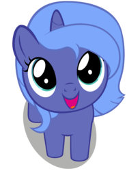 Size: 2250x3028 | Tagged: safe, artist:coldbologna, princess luna, pony, g4, cute, daaaaaaaaaaaw, female, filly, high res, hnnng, looking at you, looking up, looking up at you, lunabetes, open mouth, simple background, smiling, solo, transparent background, vector, woona