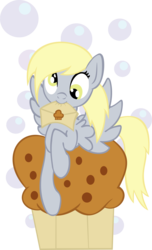 Size: 1906x3136 | Tagged: safe, artist:grinning-alex, derpy hooves, pegasus, pony, g4, female, letter, mare, mouth hold, muffin, simple background, solo, transparent background
