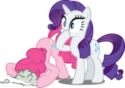 Size: 1763x1235 | Tagged: safe, artist:grinning-alex, pinkie pie, rarity, earth pony, pony, unicorn, g4, duo, duo female, female, horn, mare, simple background, transparent background, vector