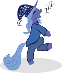 Size: 6997x8138 | Tagged: safe, artist:grinning-alex, princess luna, alicorn, pony, g4, absurd resolution, clothes, female, hat, irony, nightcap, pajamas, s1 luna, simple background, sleeping, sleepwalking, solo, transparent background, zzz