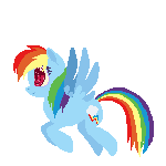 Size: 150x150 | Tagged: safe, artist:xenon, rainbow dash, pony, g4, animated, female, flying, pixel art, solo