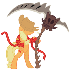 Size: 3354x3294 | Tagged: safe, artist:metadragonart, applejack, earth pony, pony, g4, bipedal, dante's inferno, female, high res, scythe, solo