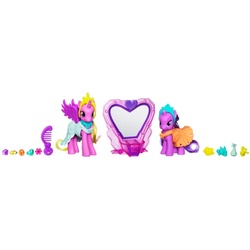 Size: 600x600 | Tagged: safe, princess cadance, twilight sparkle, pony, g4, brushable, clothes, comb, dress, irl, mirror, photo, tiara, toy