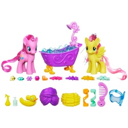 Size: 600x600 | Tagged: safe, fluttershy, pinkie pie, pony, g4, bath, brushable, bubble, comb, irl, photo, shower, toy