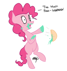 Size: 1105x1171 | Tagged: safe, artist:fribox, pinkie pie, earth pony, pony, g4, female, heart attack, open mouth, solo