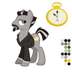 Size: 504x504 | Tagged: safe, artist:lissystrata, blazer, clothes, doctor who, facial hair, ponified, reference sheet, roger delgado, the master, the unit master