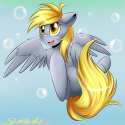 Size: 1600x1600 | Tagged: safe, artist:spittfireart, derpy hooves, pegasus, pony, g4, bubble, female, mare, solo, sunlight