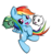 Size: 750x798 | Tagged: safe, artist:andrewc691, rainbow dash, tank, cat, pegasus, pony, tortoise, g4, animal orb, castle crashers, chibi, female, simple background, transparent background