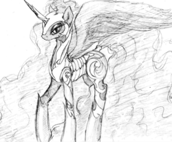 Size: 1067x885 | Tagged: safe, artist:justpony, nightmare moon, alicorn, pony, g4, armor, clothes, corset, female, mare, sketch