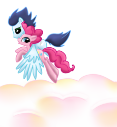 Size: 567x616 | Tagged: safe, artist:otterlore, pinkie pie, soarin', g4, cloud, female, male, shipping, simple background, soarinpie, straight, transparent background