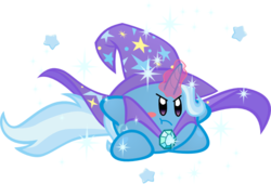 Size: 738x501 | Tagged: safe, artist:jrk08004, trixie, puffball, g4, crossover, kirby, kirby (series), kirby trixie, kirbyfied, magic, nintendo, parody, simple background, species swap, stars, transparent background, video game