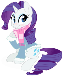 Size: 1076x1290 | Tagged: safe, artist:aggressively pastel, artist:php27, rarity, pony, unicorn, g4, blushing, colored, female, mare, scarf, simple background, sitting, solo, svg, transparent background, vector