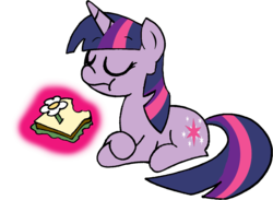 Size: 1161x850 | Tagged: safe, artist:strangiesleepy, twilight sparkle, pony, unicorn, g4, eating, female, levitation, magic, mare, sandwich, simple background, solo, telekinesis, transparent background, unicorn twilight