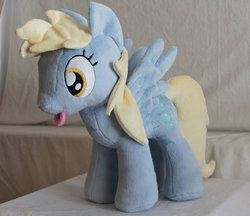 Size: 900x776 | Tagged: safe, artist:yukizeal, derpy hooves, pegasus, pony, g4, female, irl, mare, photo, plushie, tongue out