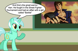 Size: 887x588 | Tagged: safe, lyra heartstrings, g4, chalkboard, human studies101 with lyra, ken, ken masters, kenshiro, meme