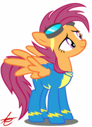 Size: 900x1246 | Tagged: safe, artist:grandilfromponychan, scootaloo, pony, g4, adult, female, older, simple background, solo, transparent background, vector, wonderbolts uniform