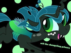 Size: 900x667 | Tagged: safe, artist:syggie, queen chrysalis, changeling, changeling queen, nymph, g4, crown, cute, cutealis, female, freckles, jewelry, regalia, solo