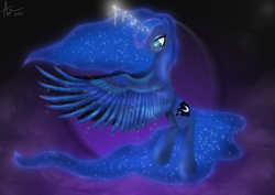 Size: 900x636 | Tagged: safe, artist:heidihedgefox, princess luna, pony, g4, female, solo