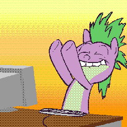 Size: 600x600 | Tagged: safe, spike, ask spike da dragon, g4, animated, computer, keyboard, male, reaction image, solo