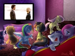 Size: 667x500 | Tagged: safe, applejack, fluttershy, pinkie pie, rainbow dash, rarity, twilight sparkle, oc, oc:pauly sentry, g4, david tennant, doctor who, doomsday, exploitable meme, mane six, meme, rose tyler, sad movie meme