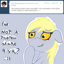 Size: 1280x1280 | Tagged: safe, derpy hooves, pegasus, pony, g4, ask, blushing, derpeh, female, mare