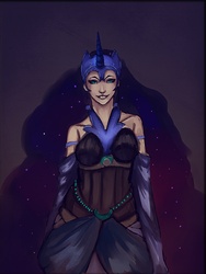 Size: 711x948 | Tagged: safe, artist:ou-key, nightmare moon, human, g4, female, humanized, looking at you, solo