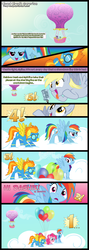 Size: 1500x4234 | Tagged: safe, artist:foxy-noxy, derpy hooves, pinkie pie, rainbow dash, spike, spitfire, twilight sparkle, pegasus, pony, g4, balloon, comic, female, hot air balloon, mare, then watch her balloons lift her up to the sky, twinkling balloon
