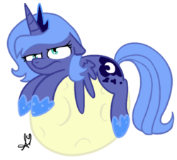 Size: 411x374 | Tagged: safe, artist:universal-tiger, princess luna, alicorn, pony, g4, female, filly, moon, simple background, solo, tangible heavenly object, transparent background, unamused, woona