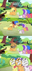 Size: 500x1111 | Tagged: safe, apple bloom, applejack, scootaloo, sweetie belle, g4, bloom butt, butt, comic, cutie mark, plot, rage face, scootabutt, sweetie butt, troll, trollface