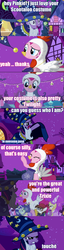 Size: 500x1948 | Tagged: safe, pinkie pie, trixie, twilight sparkle, g4, comic, costume, meme, scootachicken