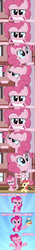 Size: 441x3187 | Tagged: safe, apple bloom, pinkie pie, earth pony, pony, g4, comic, cupcake, hug, rainbow cupcake, train