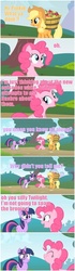 Size: 500x1777 | Tagged: safe, applejack, pinkie pie, twilight sparkle, g4, comic, fourth wall, meta